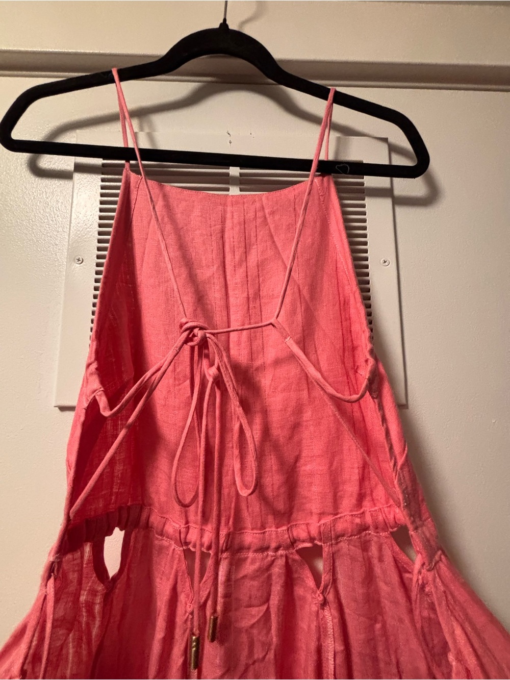 NWT Cult Gaia Bella Pink Linen Tie Up Cutout Open Back Maxi Dress S - Picture 9 of 14